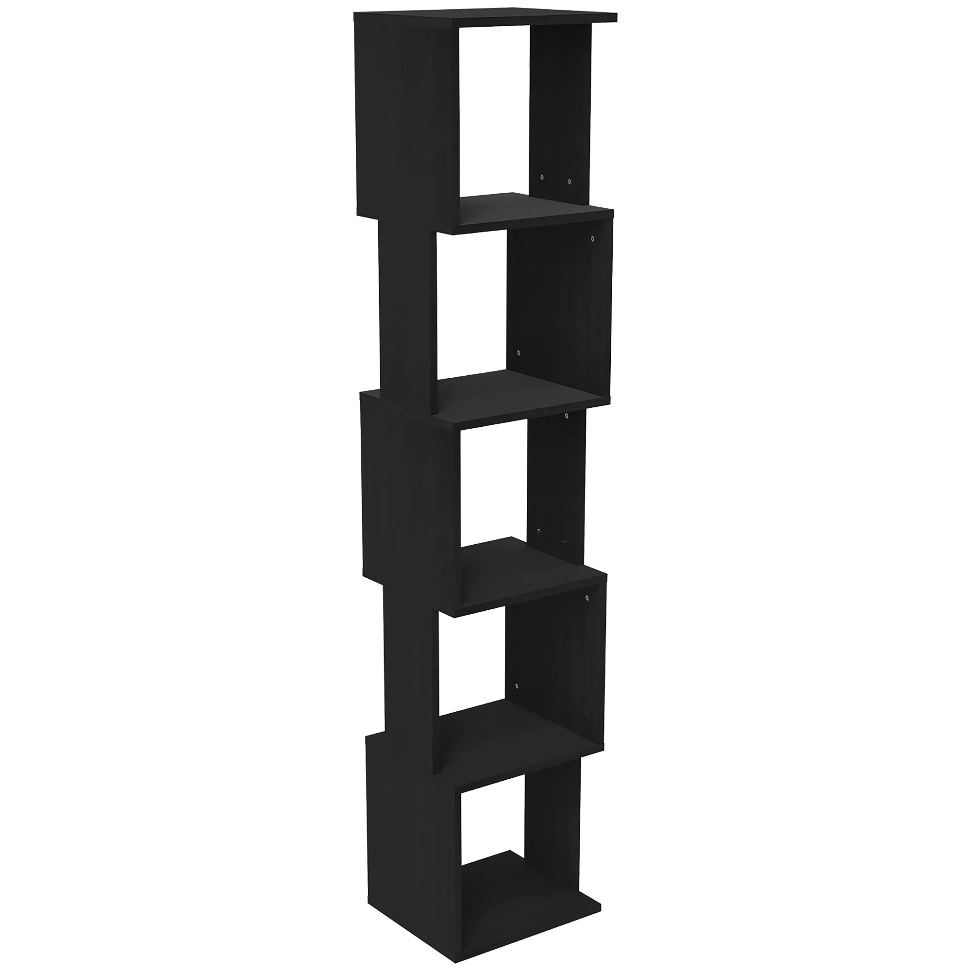 Estantería de almacenamiento HOMCOM, estantería para libros y bebidas de 5 niveles, estantería cúbica para sala de estar, escritorio para el hogar, 33x28x161 cm, negro