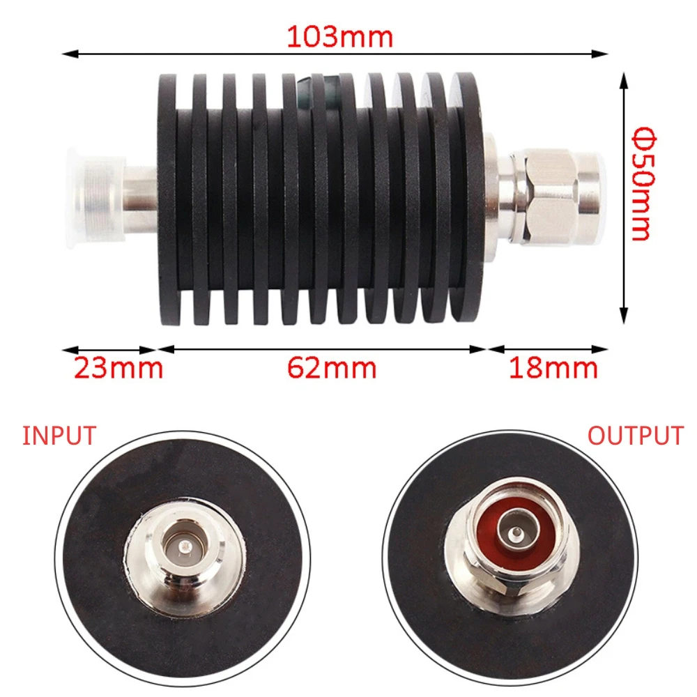 50W RF Fixed Attenuator DC-3Ghz 4GHz N Type Connector 1db,2db,3db,5db,6db,10db,15db,20db,30db,40db,50db