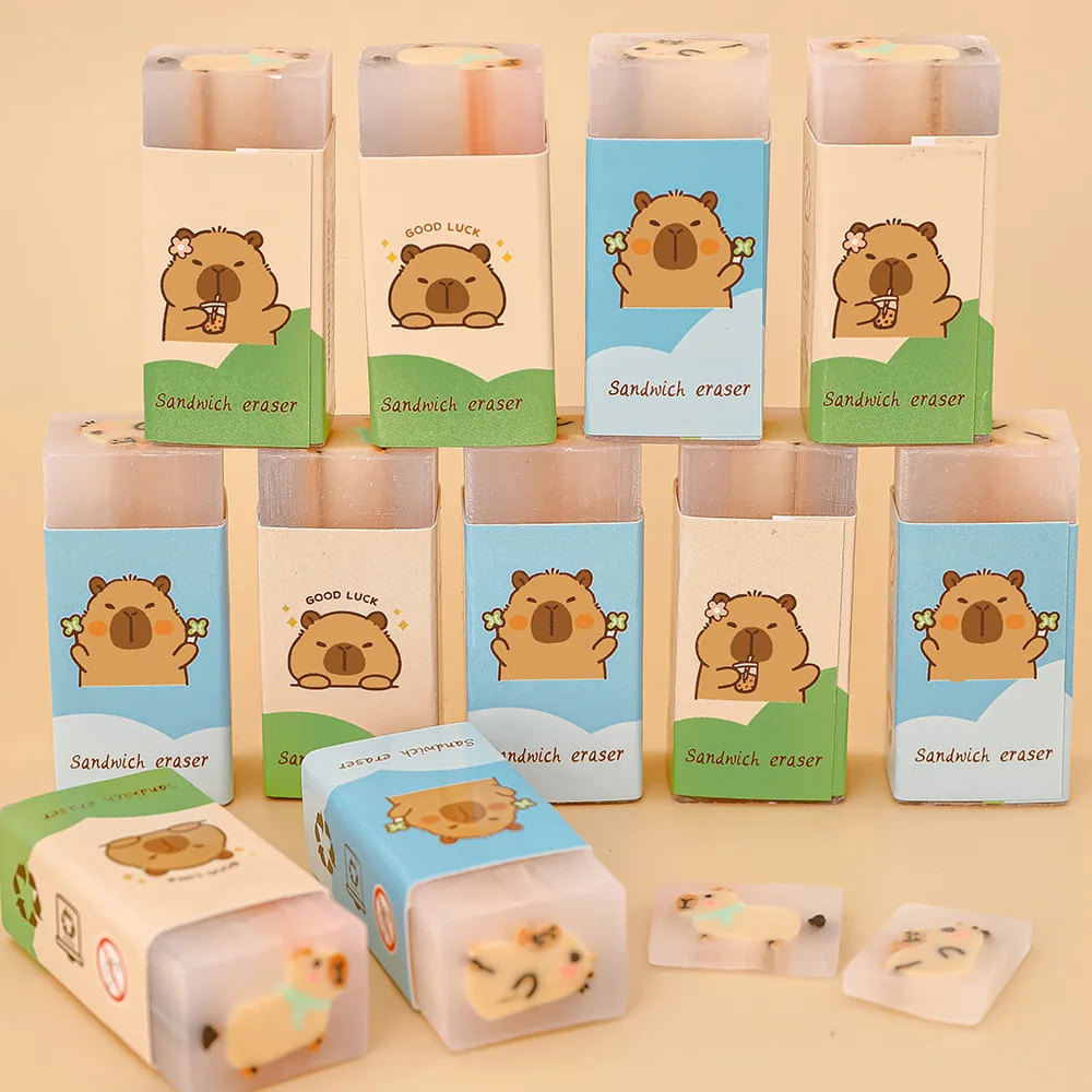 Cute Capybara Kapibala Sandwich Painting Eraser False Debris Clean Correction Non-Toxic Rubber Primary School Student Supplies