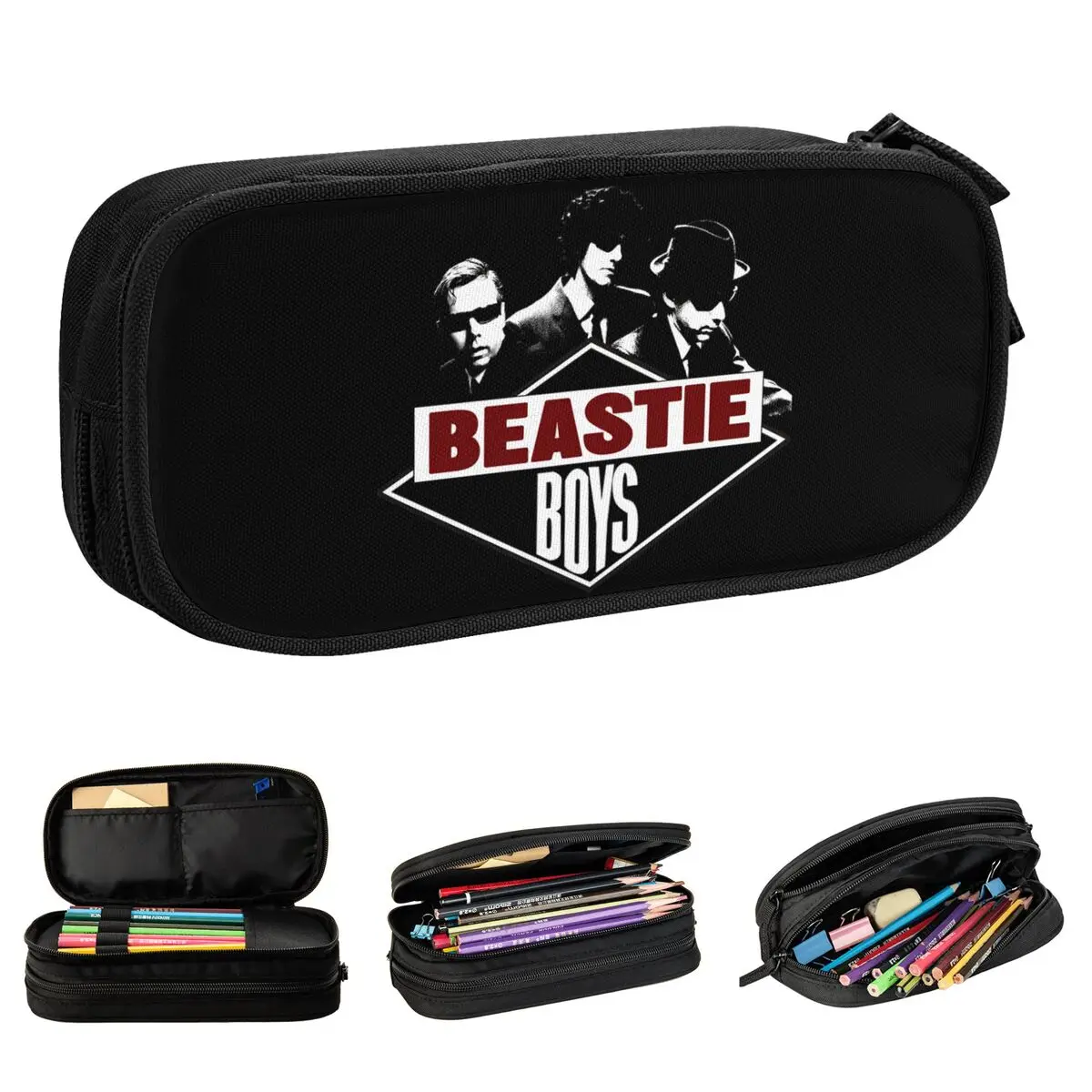 Beastie-estuche de lápices para niños y niñas, bolsa de almacenamiento grande con cremallera, papelería de oficina