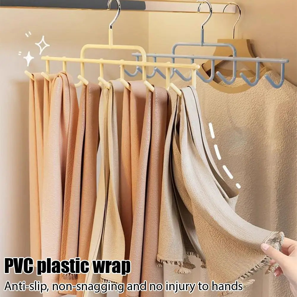 8 Hook Metal Closet Organizer Hanger Non Slip Coated Space Saver Storage Rack for Bras Tank Tops Belts Scarves Purses
