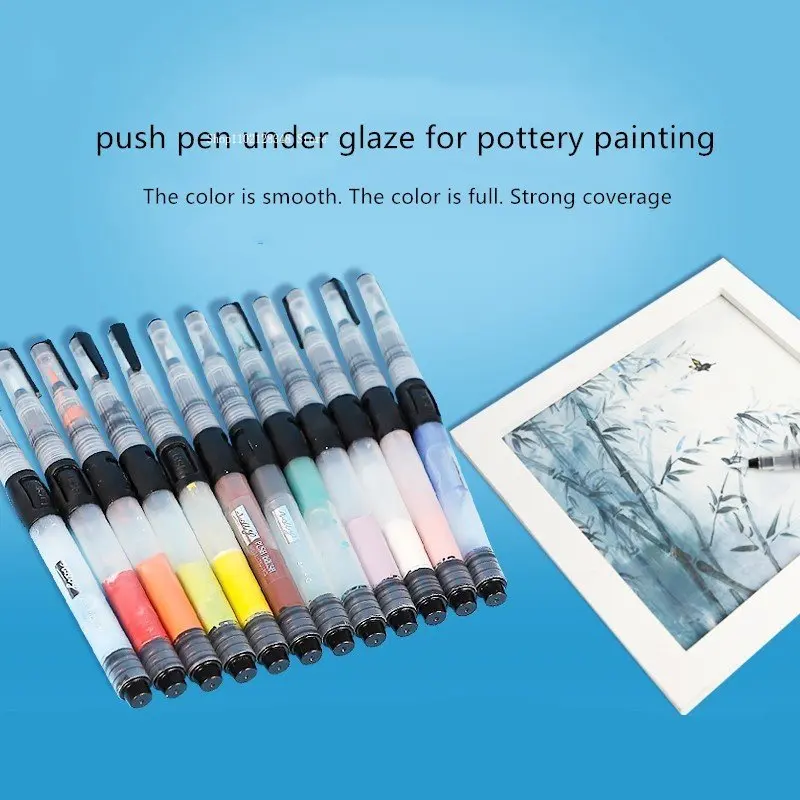 Pottery Underglaze Color Push Pen To Press Out Glaze DIY Ceramic Painting Coloring Push Pen Has Strong Coverage and Portability