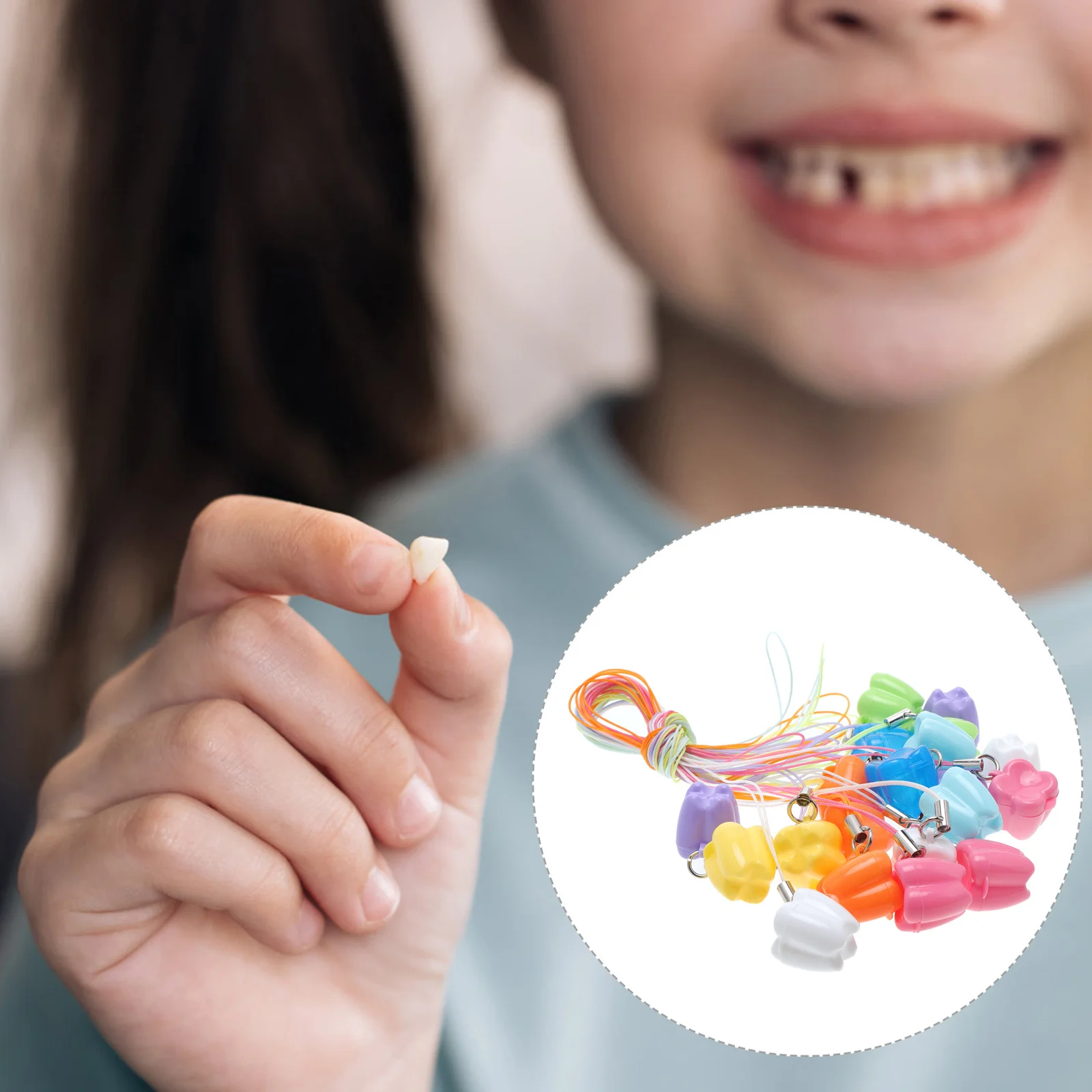 20pcs Baby Box Baby Tooth Case Children Teeth Case For Kids Plastic Necklace Growth Memory Keepsake Plastic Necklace