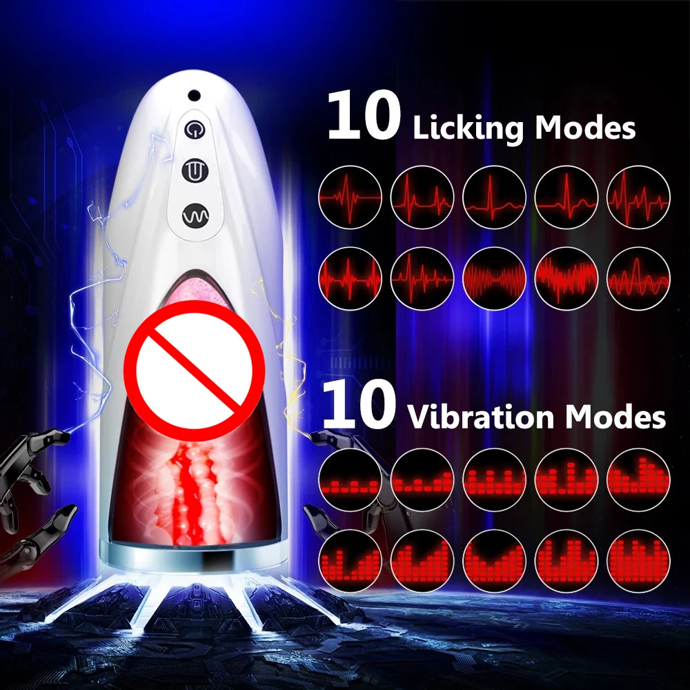 Automatic Tongue Oral Sex Sucking Male Masturbator Cup Powerful Sex Machines Trainer Real Vagina Peni Massage Sex Toy for Men