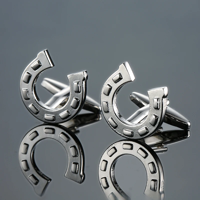 High quality men's French shirt cufflinks Animal Horse shoe copper metal cuffs buttons wedding jewelry gifts