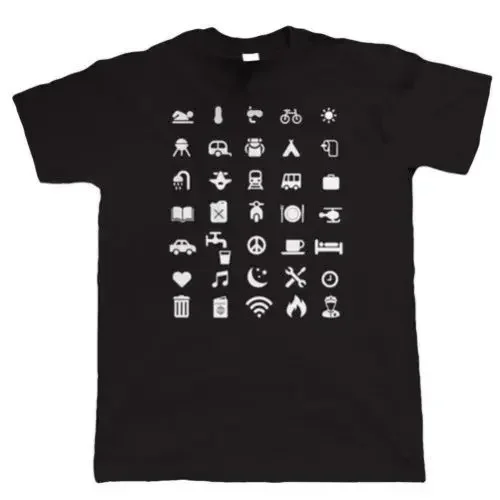 Hot Sale Summer Travel Icon T Shirt - Backpacking Holiday Iconspeak Travelling Gift For Him 100% Cotton For Man Shirts