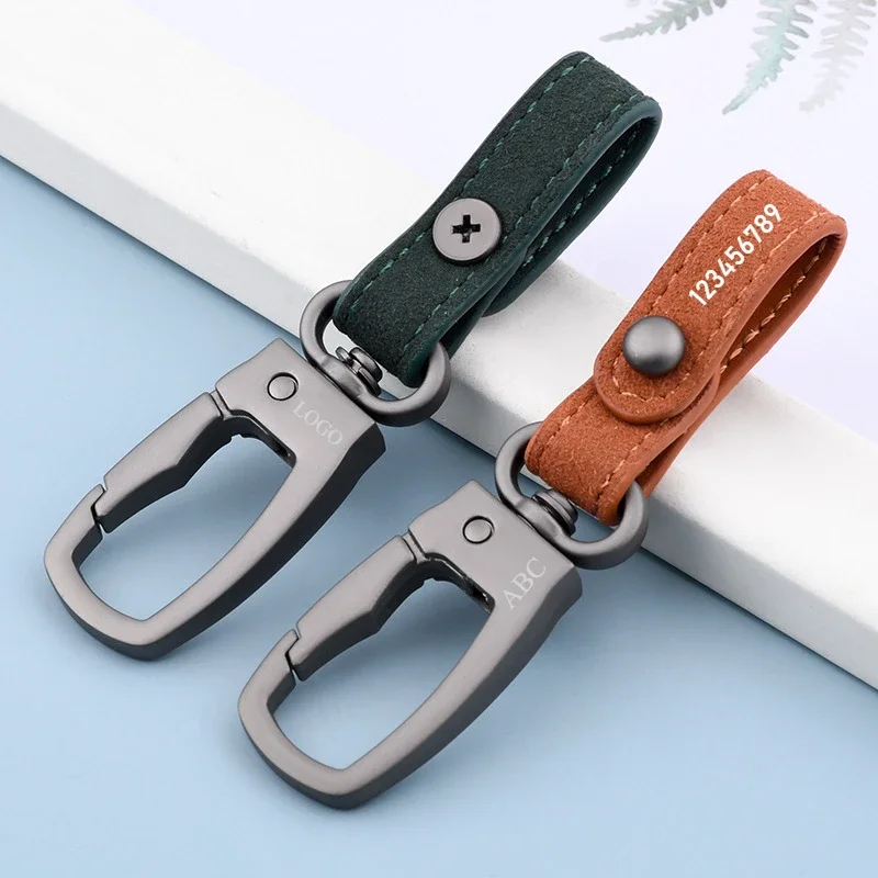 

Customized LOGO Keychain Blank Square Frosted Suede Laser Engrave Car Keyring Retro Personalized Key Chains Anti Loss Pendant