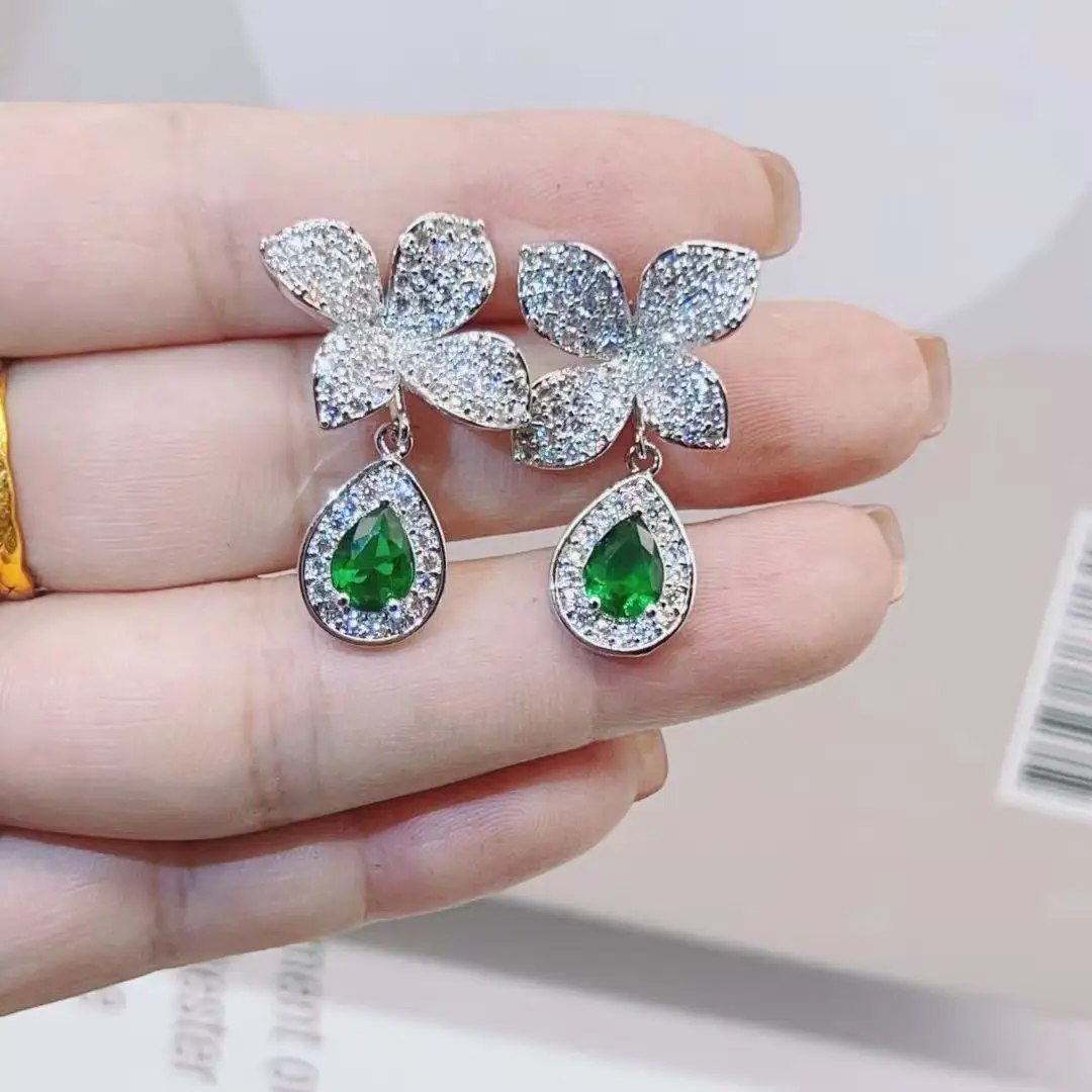 

1 Set Silver Crystal Floral Jewelry Set for Romantic Bridal Fashion Women's Jewelry Gift for Wedding Anniversary