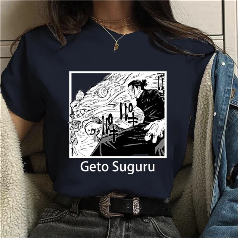 New Anime Geto Suguru Graphic Printed T Shirt Summer Casual Round Neck Loose Tee Fashion Short Sleeve