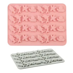 Seabed Creature Chocolate Silicone Mold Dolphin Candy Jelly Ice Cube Baking Mould DIY Octopus Candle Cake Decor Making Set Gifts