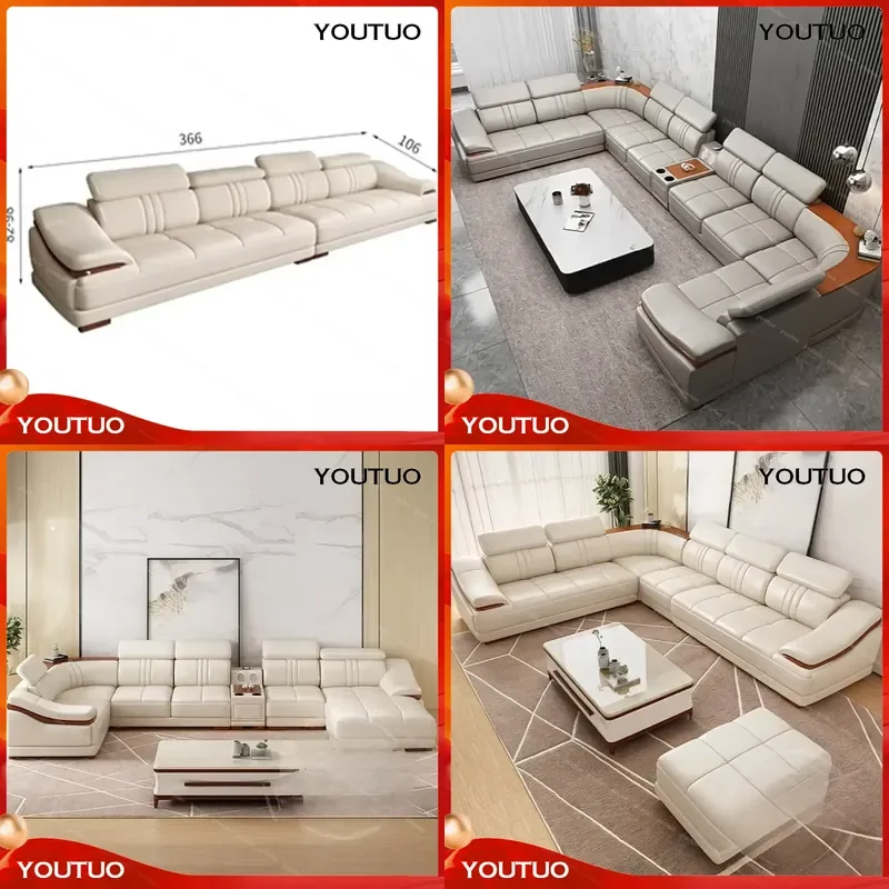 MINGDIBAO Sofa Sets with Cup Holder Adjustable Headrests and Bluetooth Speaker Living Room Couches Tool Parts