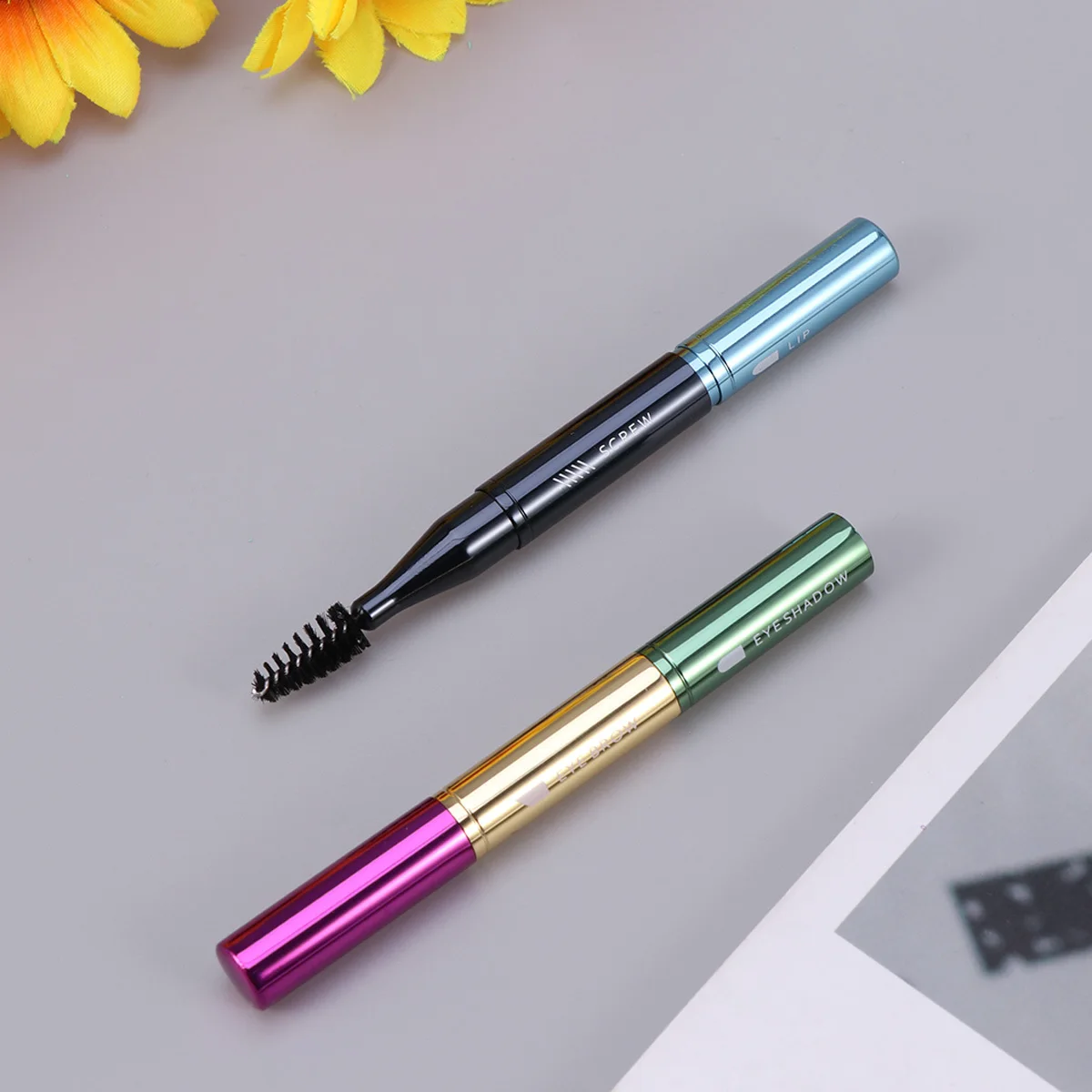 1개 전문가용 브러쉬 4 in 1 휴대용 컬러풀 메탈 핸들 메이크업 도구 일상 및 전문가용 메이크업 세트