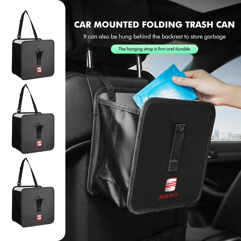 Car Seat Back Foldable Trash Can Waterproof Garbage Container For Seat Cupra FR Leon Ibiza Ateca Formentor Born E-Racer