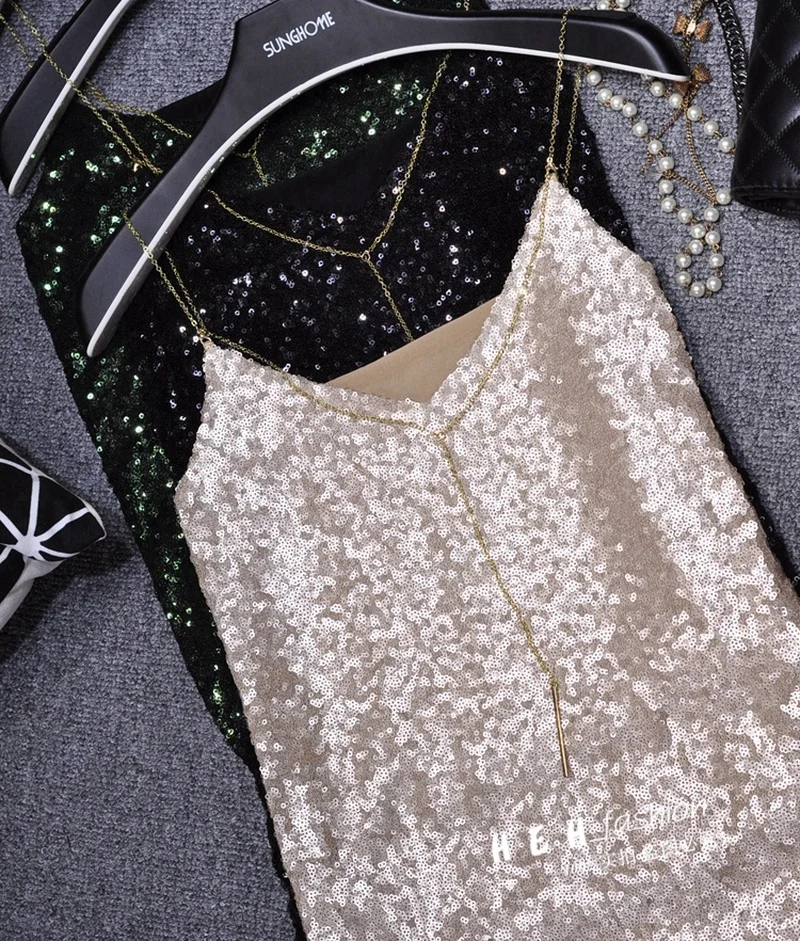 Sparkling Sequins Tank Sexy Party Club Sexy Streetwear  Tank Top Women  All Neon Store Clothes  Y2k Tops  Bustier   Gothic Top