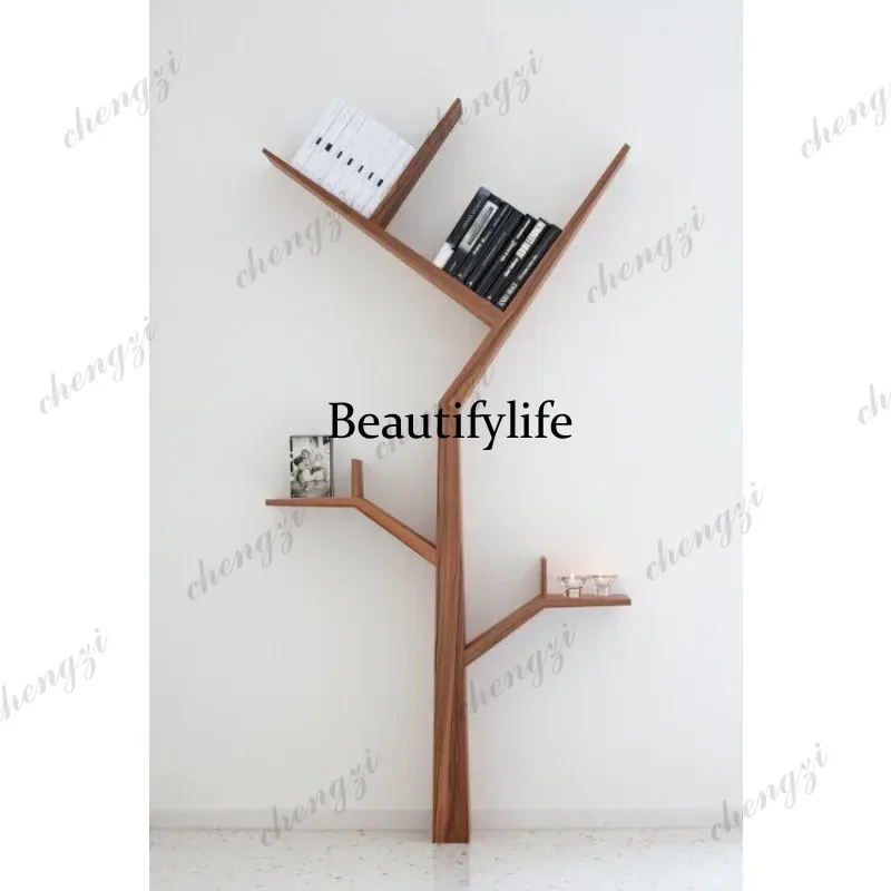 Creative tree children's bookshelf solid wood storage log display stand