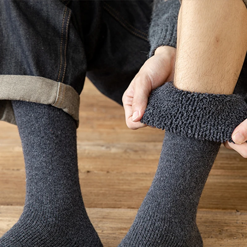 3X Couple Winter Men's Knee Wool Long Socks Thick Warm Harajuku Retro Compression High Female Socks