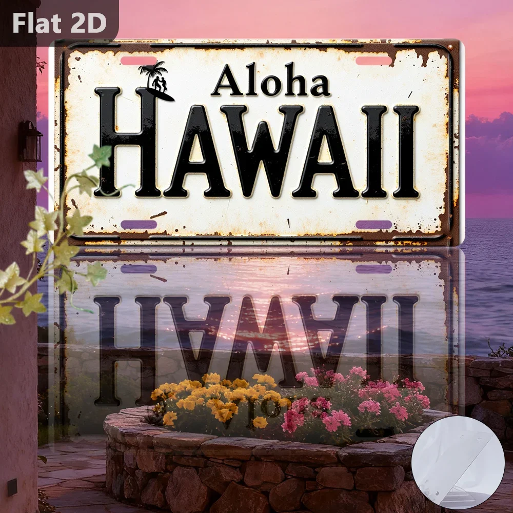 2D Flat Aluminum Aloha Hawaii Vintage Wall Art Travel Souvenir Christmas Gift For Family Friends