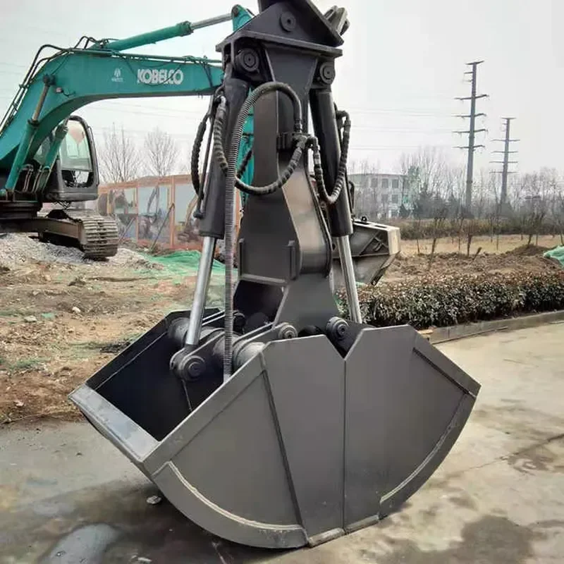 High Quality Shansong  2-Rope Hydraulic Vessel Coal Clamshell Grab Bucket Overhead Construction Machinery Attachments