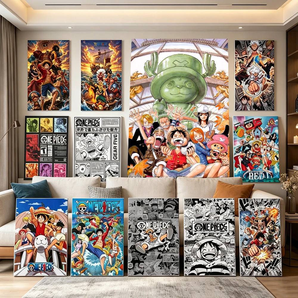 One Piece Straw Hat Crew Anime Canvas Wall Art HD Prints Monkey D Luffy Zoro Chopper Posters Living Room Bedroom Aesthetic Decor