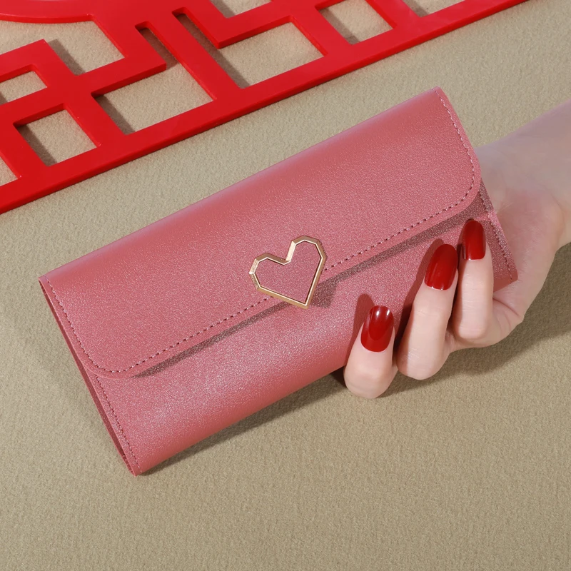 Minimalist ische einfarbige lange Brieftasche, dreifach gefaltete Geldbörse, Clutch Kreditkarten halter mit Quasten dekor