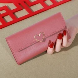 Minimalist Solid Color Long Wallet, Trifold Coin Purse, Clutch Credit Card Holder With Tassel Decor