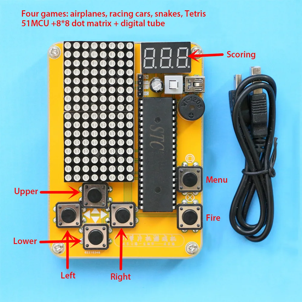 DIY Game Kit Retro Classic Electronic Soldering Welding Tranning Set Support Snake/Plane/Racing with Acrylic Case