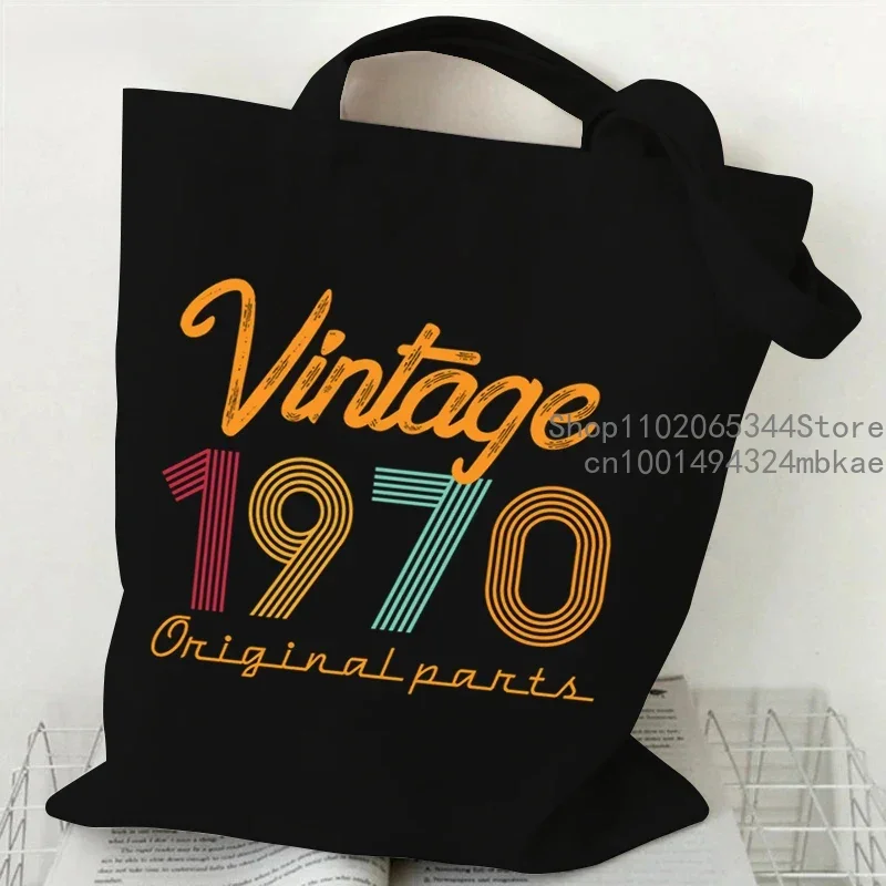 Fashion Women Shopping Bags Vintage 1974 Canvas Supermarket Shopper Bag Harajuku Number Tote Bag 70s Trend Eco Women Handbags