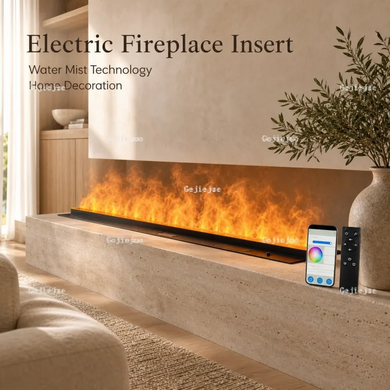 Large Size Smart 3D Vapor Fireplace Electric Water Mist Fireplace with APP Control Mist Technology Firebox for Living Room