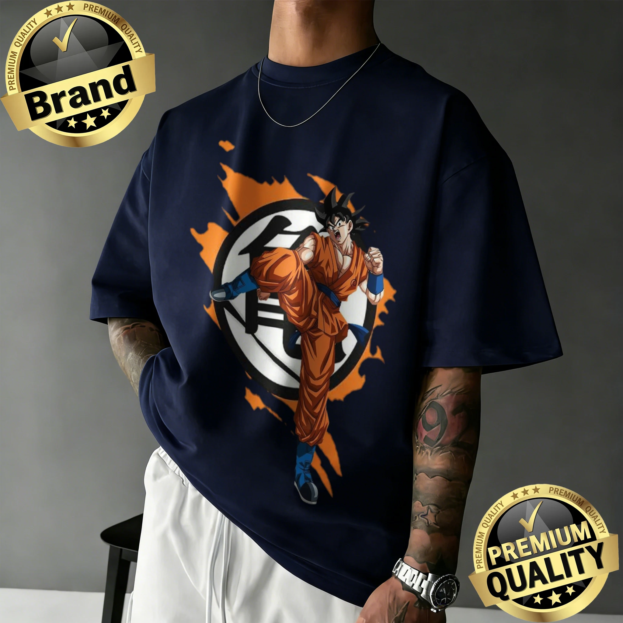 2026 Sommer Dragon Ball Retro Hochwertiges Baumwoll-T-Shirt Übergroßes Herren-Kampfkunst-Goku-Print-Oberteil, Unisex & Familien-Partnerlook