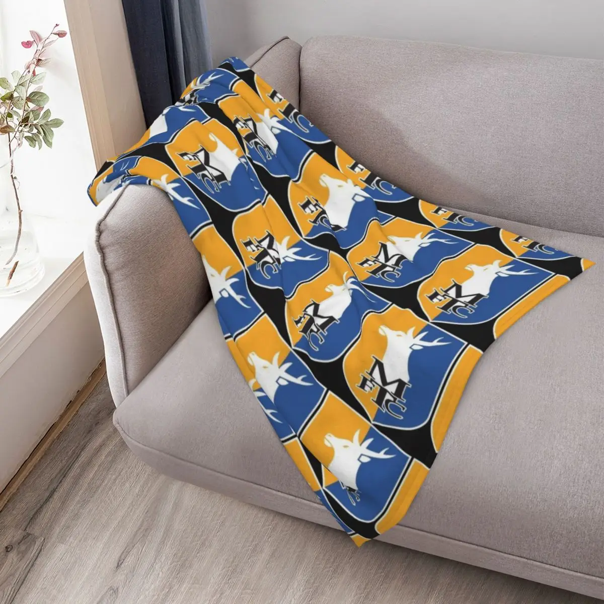 مانسفيلد تاون شارة كلاسيكية تي شيرت رمي بطانية كبيرة سرير ناعم أسرة شتوية بطانيات زخرفية