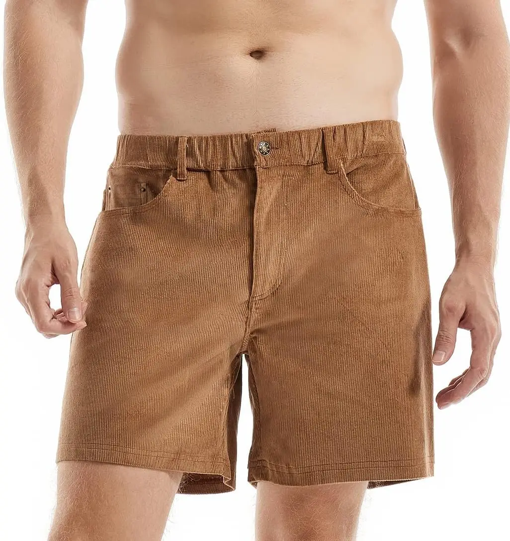 

AIMPACT Mens Corduroy Shorts Slim-fit 5.5" Flat Front Stretch Casual Shorts with Pockets