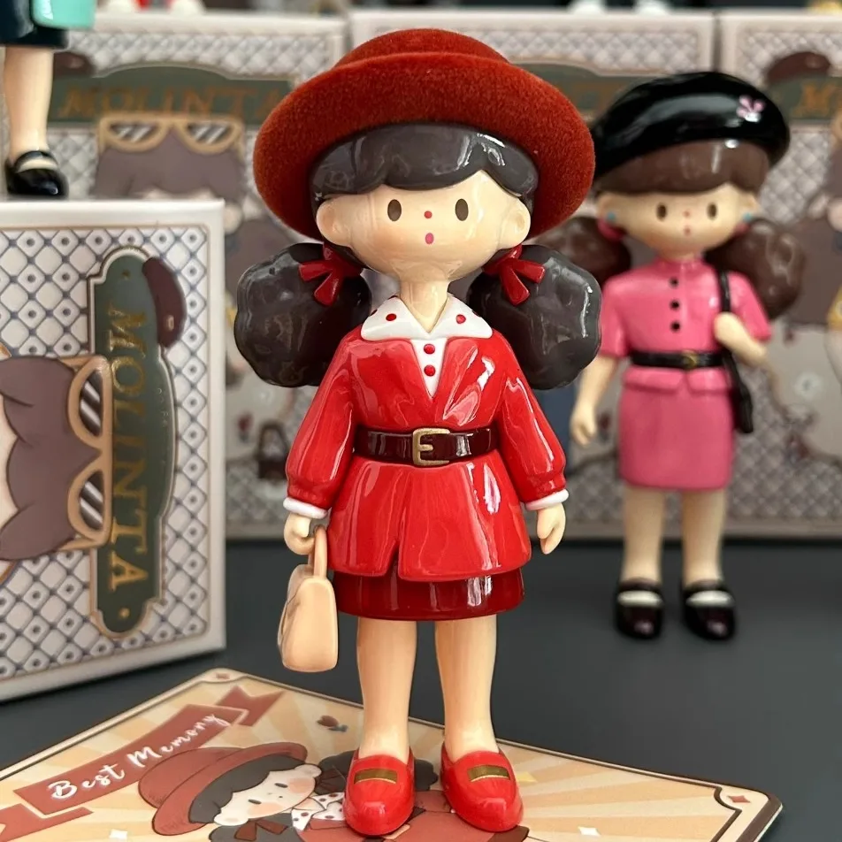 本物の Molinta レトロガールズシリーズブラインドボックスおもちゃかわいいアクションアニメフィギュアかわいいミステリーボックスモデルデザイナー人形デスクトップデコラ