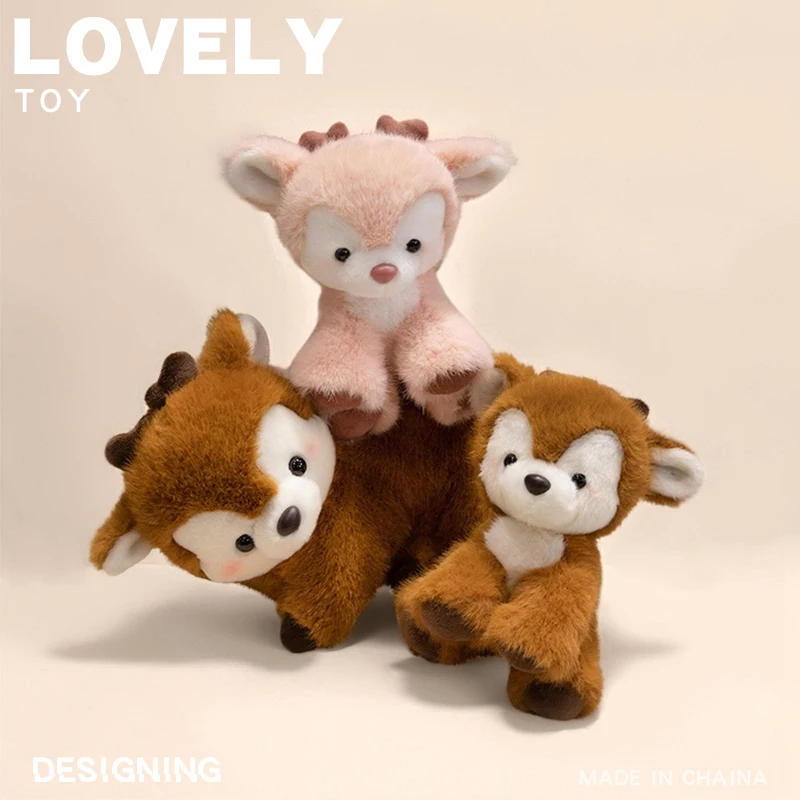 12-30 cm Kawaii Cartoon Kerst Herten Knuffel Bruin Roze Zachte Elanden Knuffel Woondecoratie Kerstcadeaus voor jongens en meisjes