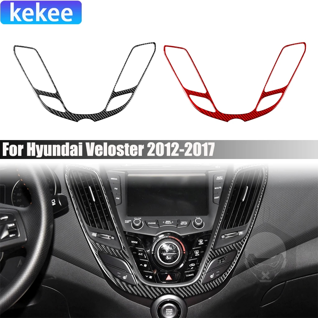 Carbon Fiber Car Accessories Center Air Vent Decorative Modified Interior Cover Sticker Trim For Hyundai Veloster 2012-2017