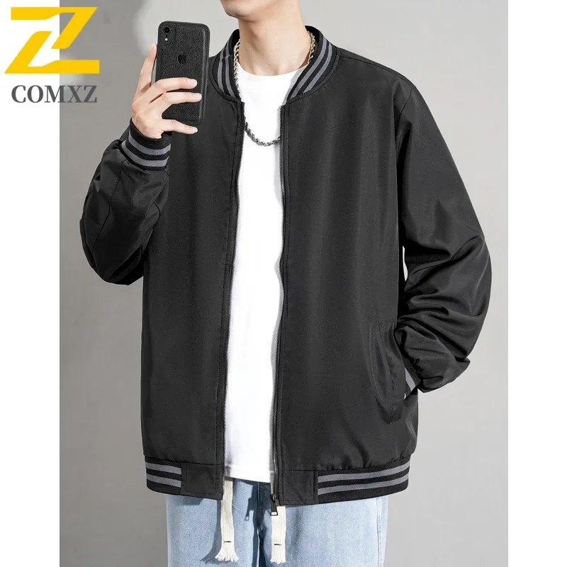 

COMXZ весенняя куртка мужская элитная осенняя куртка с бейсбольным воротником трендовая повседневная универсальная свободная посадка однотонная ветрозащитная верхняя одежда