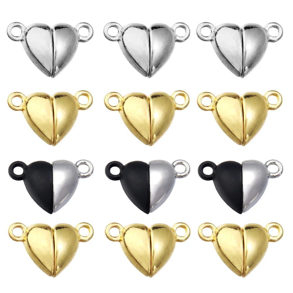 

SAUVOO 5 Pcs/Lot Love Heart Shaped Strong Magnetic Clasps for Necklace Bracelet Magnet End Clasp Connectors DIY Jewelry Making