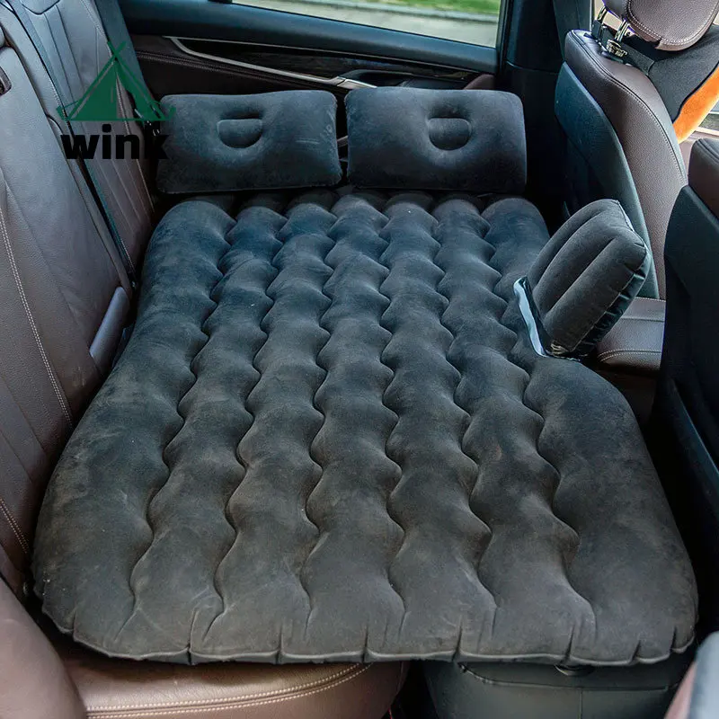 Car Airbed Split Vehicle-Mounted Inflatable Bed, Travel Charger Mattress, Flocking Wave Pattern Pad