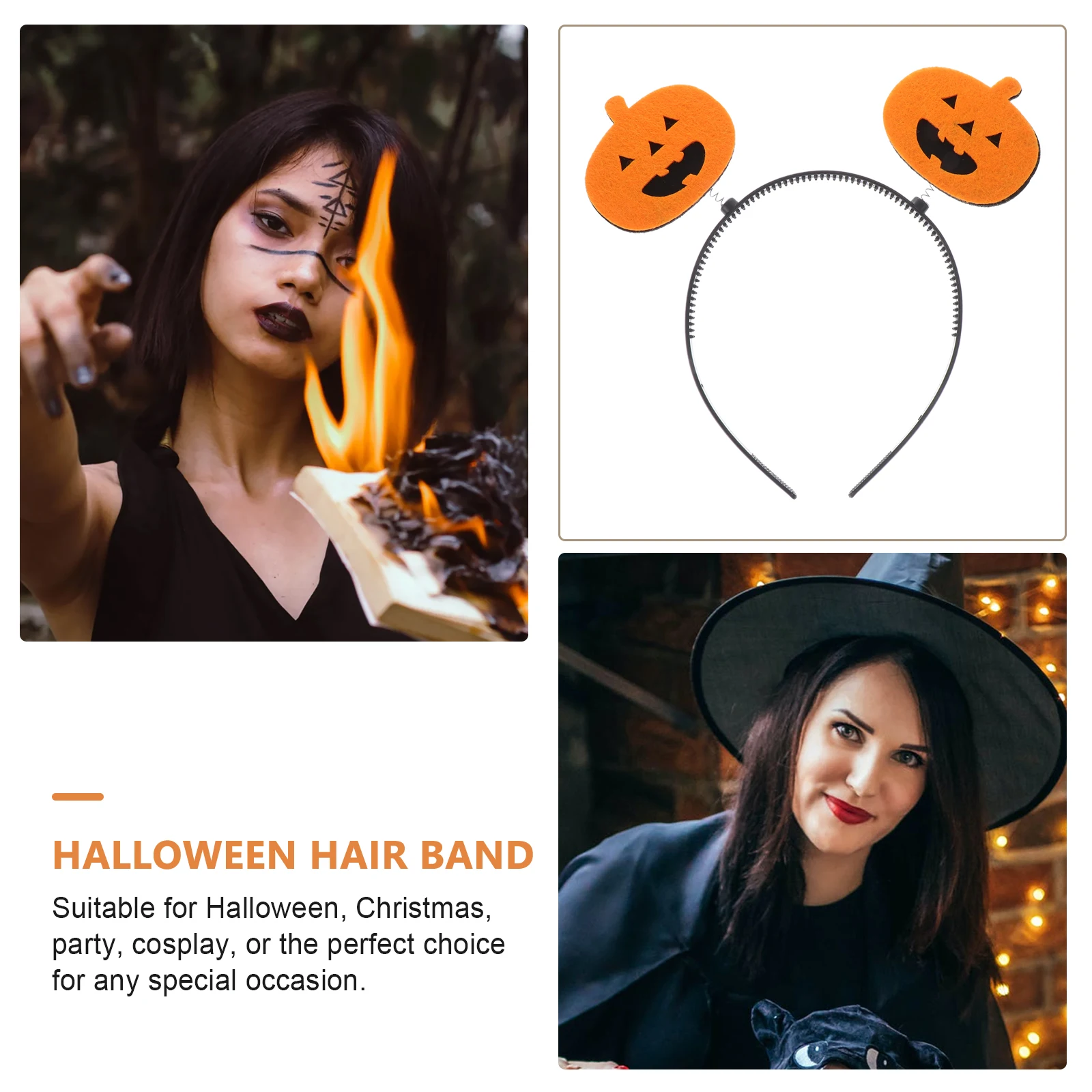 

2 Pcs Pumpkin Headband Hair Wear Halloween Party Hoops Girls Accessories Decorate Headdress Fabric Decorative Hairband for