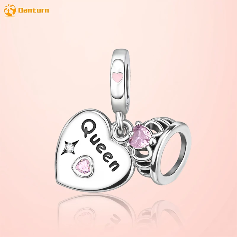 

Danturn 925 Sterling Silver Original Beads Queen's Love and Crown Charm fit Snake Chain Bracelet Fashion Women Jewelry Making