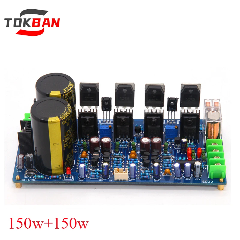 

Tokban 150w*2 2-channel Power Amplifier Board High Power Low Distortion ON Transistor with Rectifier Protection HIFI Amplifier