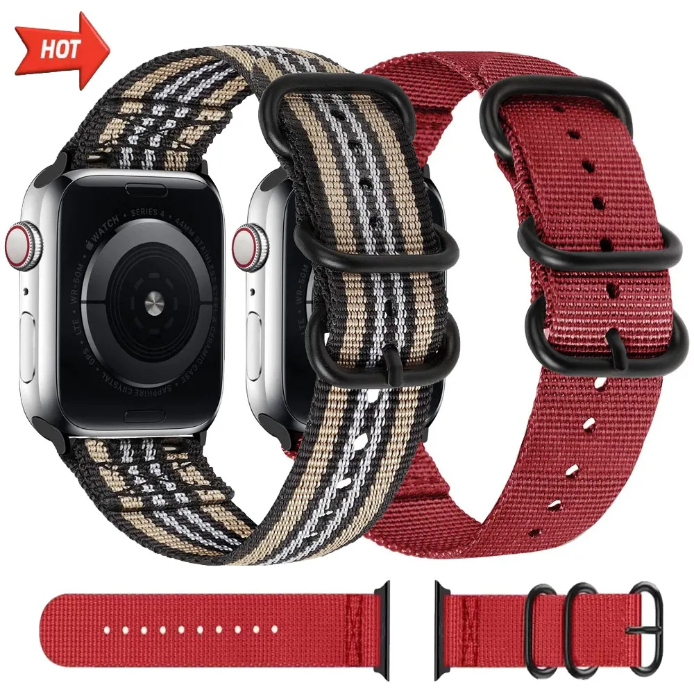 Nylonarmband für Apple Watch 49mm 45mm 44mm 40mm 41mm 42mm 46mm Uhrenarmband Dreiring-Armband iWatch Ultra 10 9 8 7 6 5 Gürtel