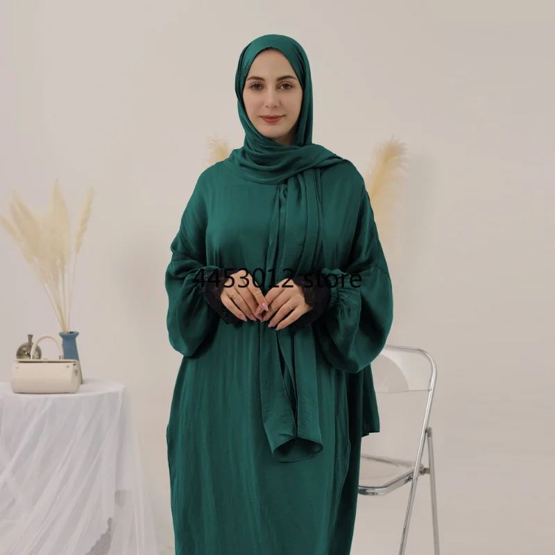 Jilbabs-Islam Prayer Dress for Women, Side Pockets, Muslim Abaya with Integrated Hijab Scarf, Dubai Ramadan Eid, Turkish Modesty