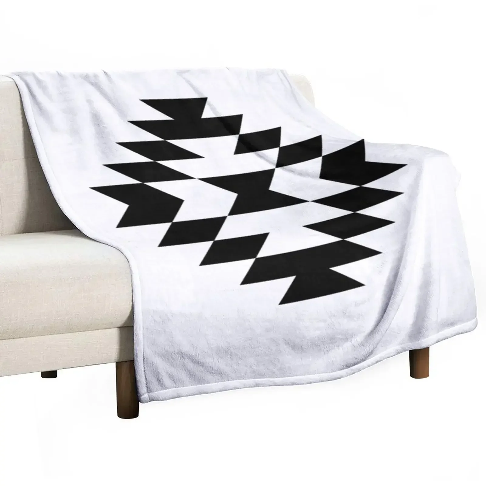 

Aztec Stylized Symbol Black and White Throw Blanket Soft Plaid Single Blankets