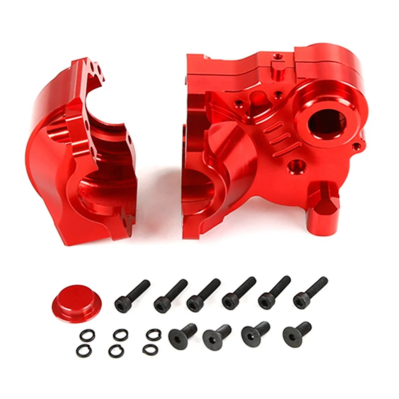 Set di scatole ingranaggi differenziale di fissione a tre sezioni in metallo CNC adatto per parti di giocattoli 1/5 HPI ROFUN BAHA ROVAN KM BAJA 5B 5T 5SC, rosso