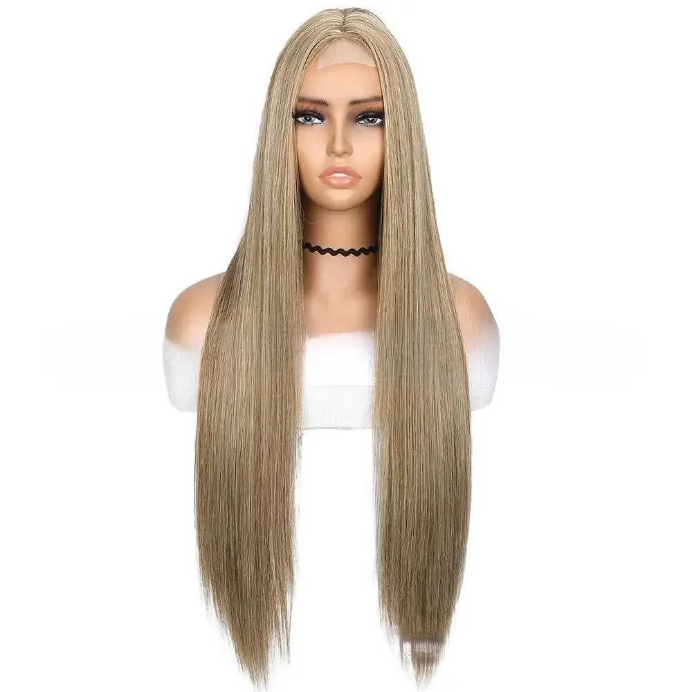 Straight Blonde Ombre Wigs for Women, Long Straight Blonde Wig Small Area Lace Front, Synthetic Ombre Blonde Wig 30 Inch