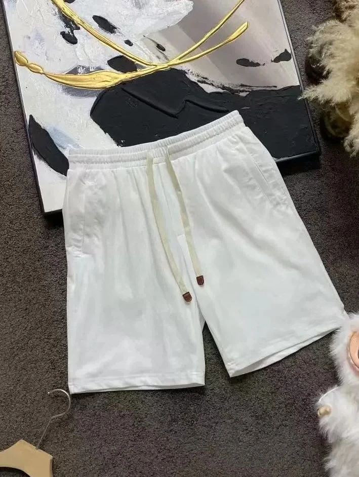 Italian old money BC gentleman embroidered linen cotton fiber casual shorts