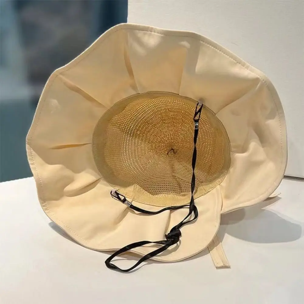 

Foldable UV Protection Wide Brim Straw Sun Hat Korean Style Sunshade Sun Protection Hat Wide Brim Cover Bow Bucket Hat Climbing