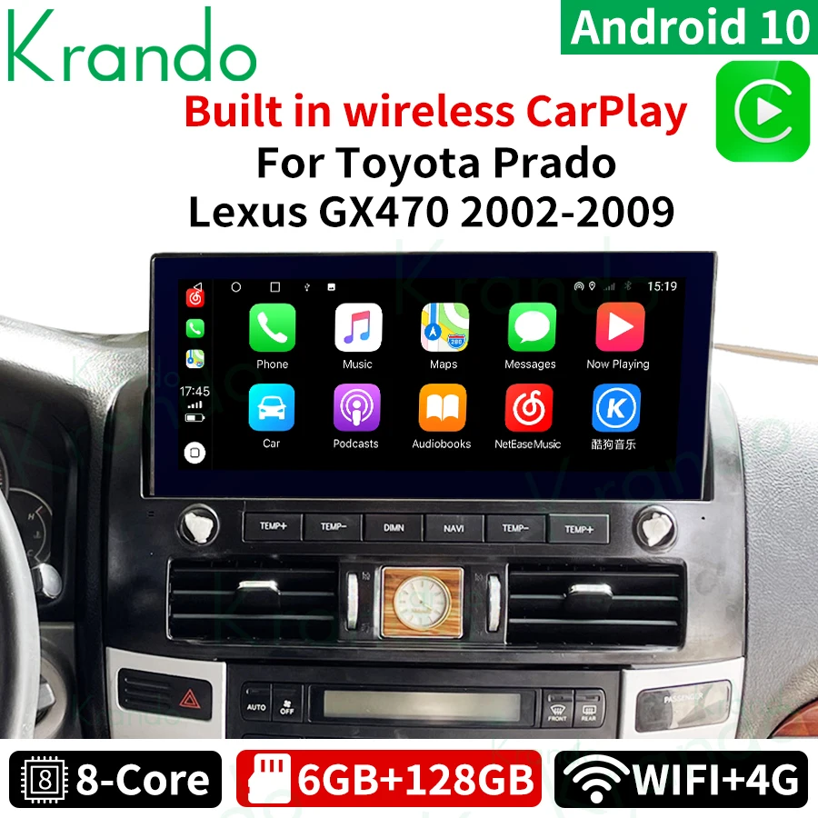 

Krando Android 12.0 13'' Wireless Carplay Autoradio For Toyota Prado Lexus GX470 2002 - 2009 Car Radio Navigation GPS Multimedia