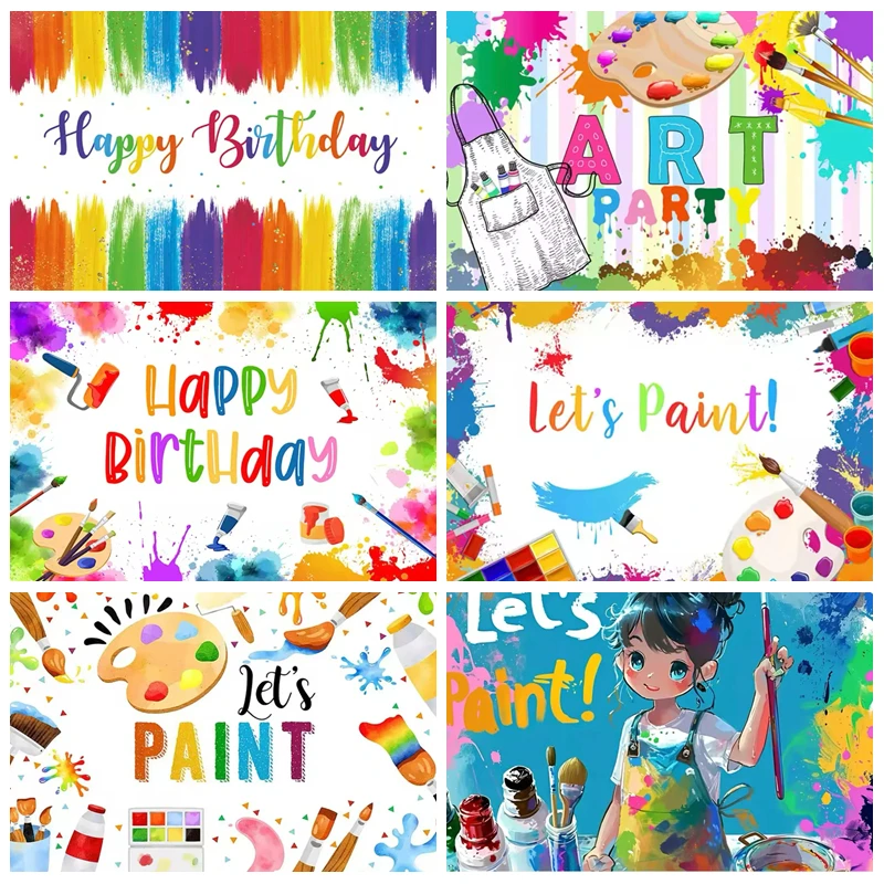 

Art Splatter Graffiti Theme Background Painting Birthday Party Decor Colorful Board Brush Background Children Room Banner Poster