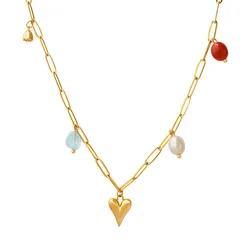 Women's Pendant Necklace Heart Shaped Stainless Steel Necklace Pendant Necklace Accessories Girl Sweet Style Jewelry Wholesale